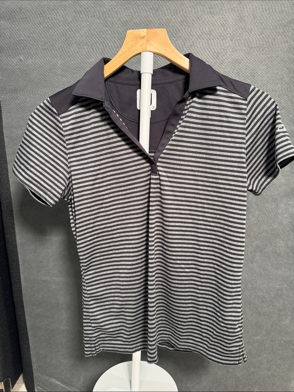 Men's Black & Gray Striped Polo - Casual Performance